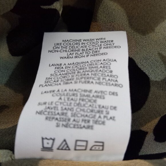 Cabi Size S Tank Top Camouflage Print Tiered Cold Shoulder Pleated Sheer 5360 - Picture 11 of 11